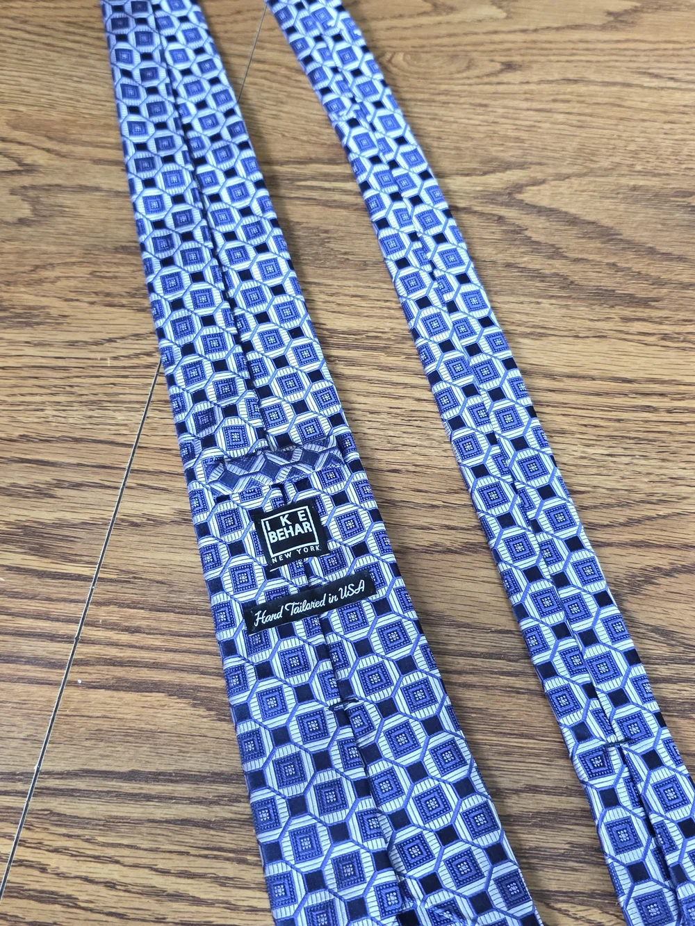 Ike Behar Blue Geometric Octagon Men's Tie